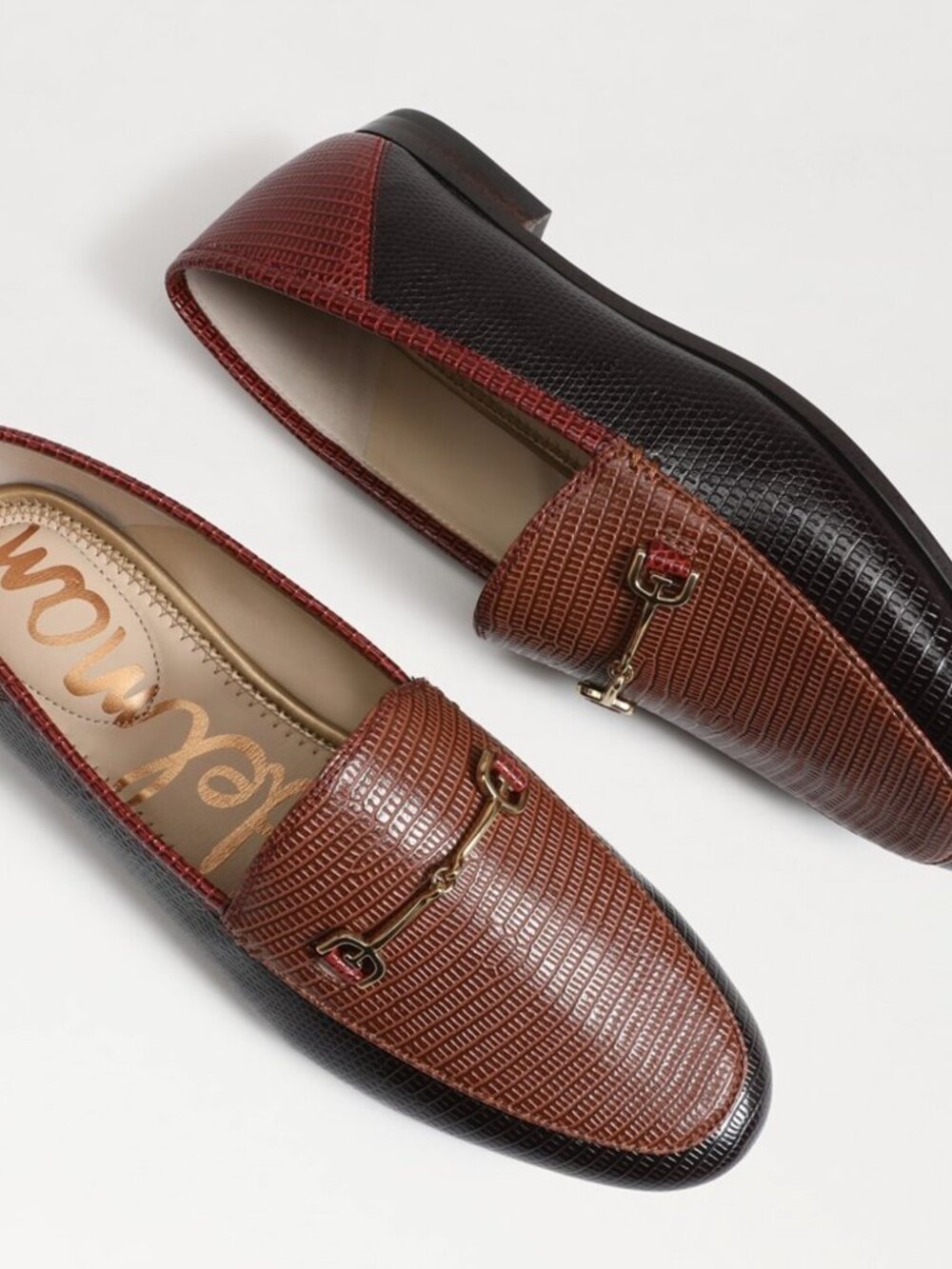Sam Edelman Loraine Lizard Embossed Horsebit Loafers - Size 8.5, Brown
